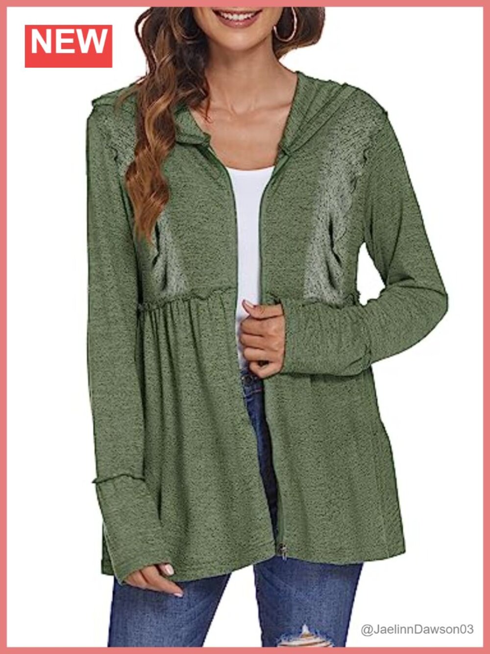 Women's Full Zip Hoodie Pleated Tiered Ruffle Sweatshirt Jacket Coat